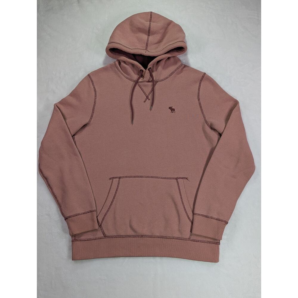 Abercrombie & Fitch Sz M Soft Fleece Hoodie Salmon Pink Thermal Lined Hood Y2K